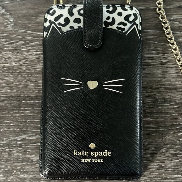 Kate Spade Leather Meow Cat Phone Crossbody Purse - Picture 2 of 10